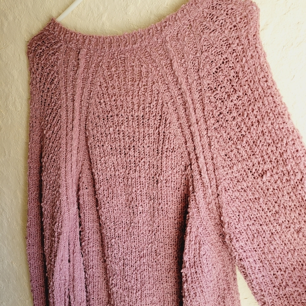 Umgee Mauve Pink Knit Oversized Sweater Side Split Small - Picture 12 of 14